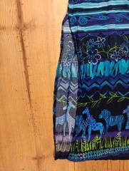 Vtg 90s Cimmaron Midi Dress Womens XL Floral Safari Animals Tie Back Boho Rayon