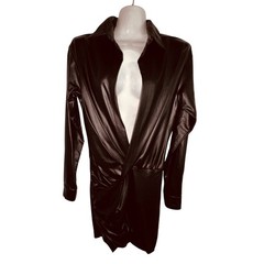 Fashion Nova Sexy Black Faux Leather Mini Dress Small Biker Punk Rock Y2k Goth