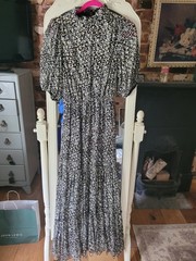 Stunning Sezanna Paris Silk Dress Black Gold Grey 36 uk8/10
