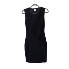 Reiss Vincenne Black Blue Sleeveless Bodycon Glitter Metallic Mini Dress, Medium