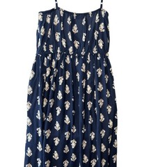 Lascana Navy Blue Patterned Spaghetti Strap Maxi Women&rsquo;s Size 8 New