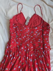 J. Crew Women&rsquo;s Collection Ruched Chiffon Dress Red Multi Ajustable Straps Nwt