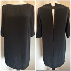 GINLEE Black Shift Dress Lined Half Sleeve Soft Quiet Luxury Minimalist Sz Small