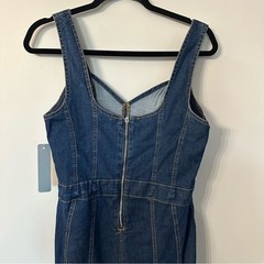 Tractr Women’s V-Neck Tank Dark Wash Denim Zip Up Back Hi/Lo Dress Sz M NWT