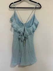 FREE PEOPLE Love Forever Ruffle Mini Dress Sundress Light Blue Size L Large