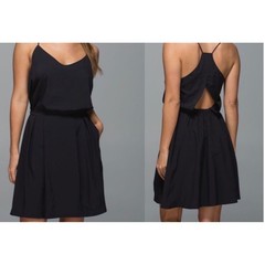 Lululemon City Summer Dress 4 Black Open Back Cutout Mini W8604S Tennis Golf
