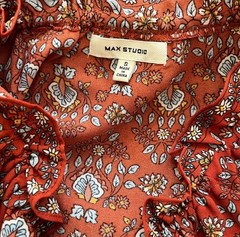 MAX STUDIO Burnt Orange Fall Smocked Sleeve Orange Shift Dress Size Small