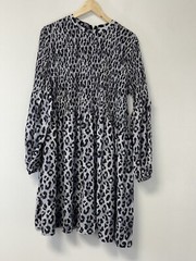 Gallery Dress Womens Large Leopard Cheetah Swing Fit Flare Gray L/S A12