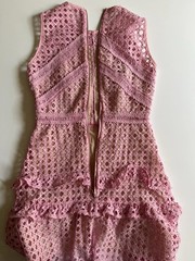 Pink Basketweave Guipure Lace Peplum Dress KP Fashion Shop Party Dress
