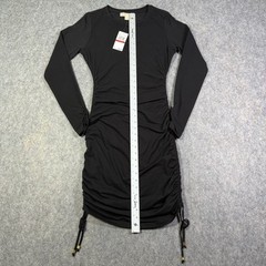 Michael Kors Stretch Adjustable Ruched Bodycon Dress Women&rsquo;s Sz XS Black NWT $98