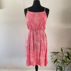 Alice Olivia Womens Small Pilar Tank Dress Pink Zebra Print Silk Blouson
