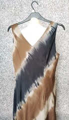 22, Ann Harvey, Brown, Black, Grey Tie Dye Print Sleeveless Long Dress, Slip On