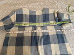 Buffalo Check Plaid Everyday A LINE LINEN COTTON Dress BLUE White XL