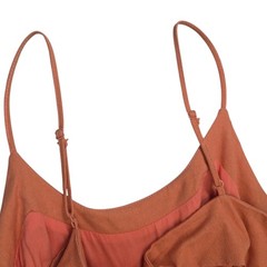 Hem & Thread Orange 2 Tie Back Button Front Midi Dress Linen Blend Size Large