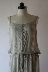 Pineapples Tan White Animal Print Buttoned Long Maxi Strappy Sundress Women M