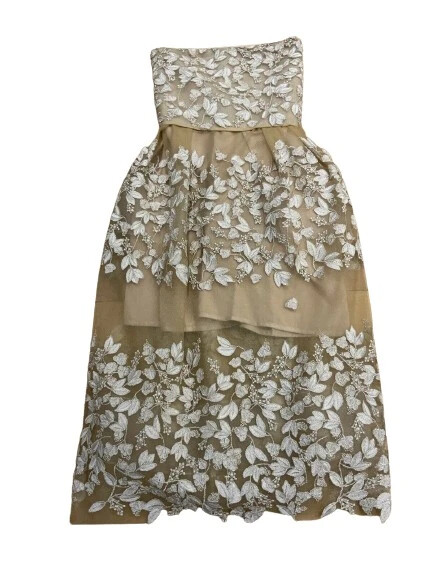 Razan Alazzouni Threads Embellishment Runaway Strapless Dress F 32 US 0 UK 4
