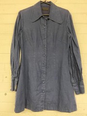 LEO LIN Linen Collared Luminous Mini Dress Casual Blue Size 12 AU Preloved