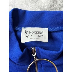 Mocking Jay Red White Blue Colorblock Dress O-Ring Zip Bodycon Mini S Patriotic