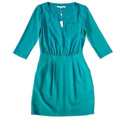 Trina Turk Wynn Crepe Sheath Dress Women Size 0 Jade Green 3/4 Sleeve NEW