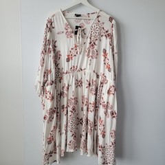 Torrid Mini Washable Gauze Tunic Dress size 3X Paisley white Blouson long sleeve
