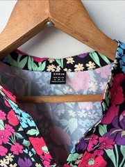 SHEIN Floral Flutter Sleeve Midi Dress Black Pink Blue Tiered Boho Cottagecore