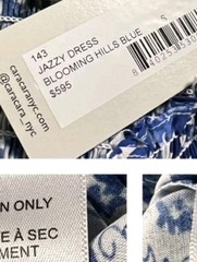 Cara Cara Blue/White Floral Maxi Dress Square Neck Smocked Puff Sleeve Size XS