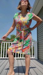 LAUREN RALPH LAUREN SZ L/G Bright Colors Belted Stretchy Sheath Jersey Dress