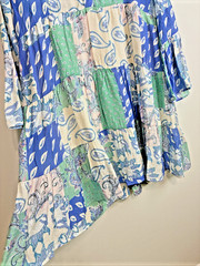 Choklate Paris Silk Blend Patchwork Boho Tunic Dress Large Paisley Bell Sleeve
