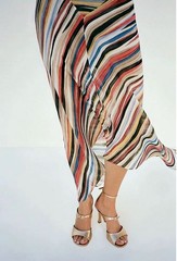NEW 100% Mulberry Silk Striped Maxi Dress Women&rsquo;s V Neck Asymmetrical Sundress