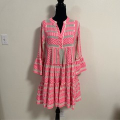 Devotion Dress Women&rsquo;s Size Small White Pink Ella Mini Dress Tiered Embroidered