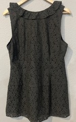 Sanctuary DARK GRAY lace A-Line Ruffle Collared Side Zip Lined Anthro LARGE