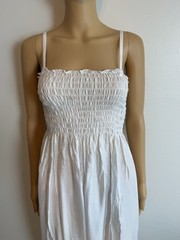 Peaceful People White Spaghetti Strap Smocked Sarong Swimsuit Cover Dress Size S