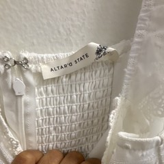 Altar&rsquo;d State White Lace Trim Smocked Square Neck Sundress Dress Size M