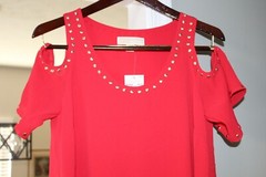 NWT Michael Kors True Red Cold Shoulder Dress Size M Textured Crepe – US SELLER
