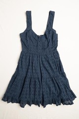 Lulus Sweetheart of Summer Navy Blue Eyelet Tiered Mini Dress Button Front XS