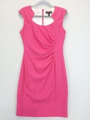 Dana Buchman Sheath Dress Ruched Cap Sleeve Women 10 Fuchsia Office Feminine
