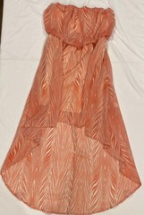 Poetry Women Dress Salmon Cream High Low Hem Lined Sheer Strapless Size Medium