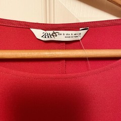 ZARA Red Tunic Split Bell Sleeves Shift Dress Sz S
