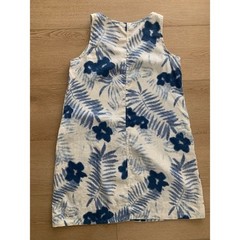 J. Jill Love Linen Blue and white Tropical Floral Dress Petite Small Pockets