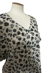 Kate Landry Shift Dress Leopard Print Embroidered Coverup MuMu Kaftan Pockets L