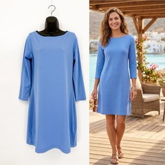 Vineyard Vines Medium Sankaty Long Sleeve Boatneck Shift Dress In Bayside Stripe