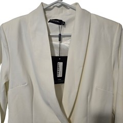Pretty Little Thing White Gold Button Blazer Double Breasted Dress Size 6 UK 10