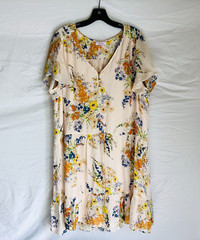 Parker Womens Silk Viscose Floral Print Short Sleeve Knee Length Dress XXL 2XL