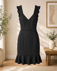 Simply Vera Vera Wang Little Black Dress Ruffle Strap Peplum Dress XL NWT