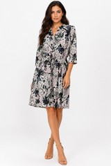 NWT Ann Taylor LOFT XL Lilac Purple Floral Floral Drawstring Shirtdress