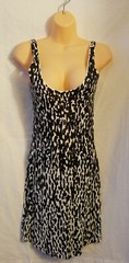 Womens Bisou Bisou White with Black Sleeveless Short Bodycon Dress Size XS