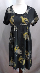 TOAST Women&rsquo;s Wool Dress UK Size 6 – Dark Grey & Yellow Abstract Print, Lined