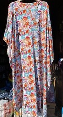 XL/1X/2X/3X White Blue Yellow Pink Shells Print Kaftan Knit Beach Cover Dress