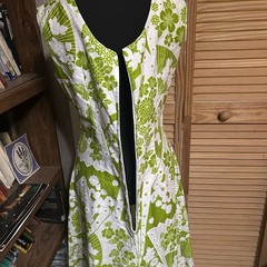Vintage Green And White Floral Summer Sleeveless Dress