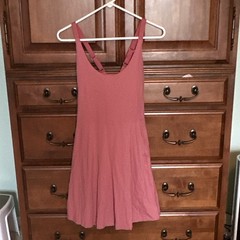 Iuga Pink Solid V-Neck Sleeveless Fit & Flare Short Knit Stretch Dress S